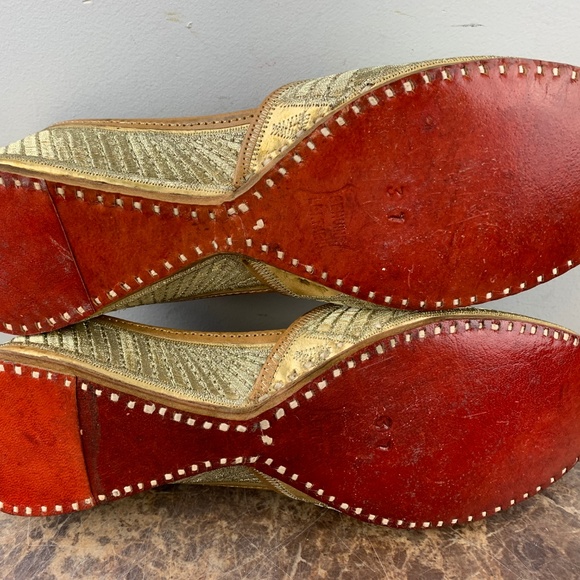 Bespoke Gold Sparkle Leather Slip Ballet Flats 7 - Picture 7 of 8